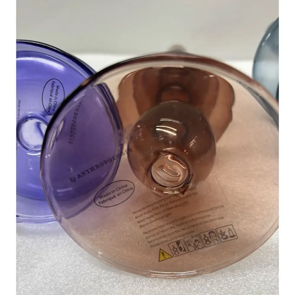 Rare Anthropology Glass Bubble Candle Holders / Set of 3 / New